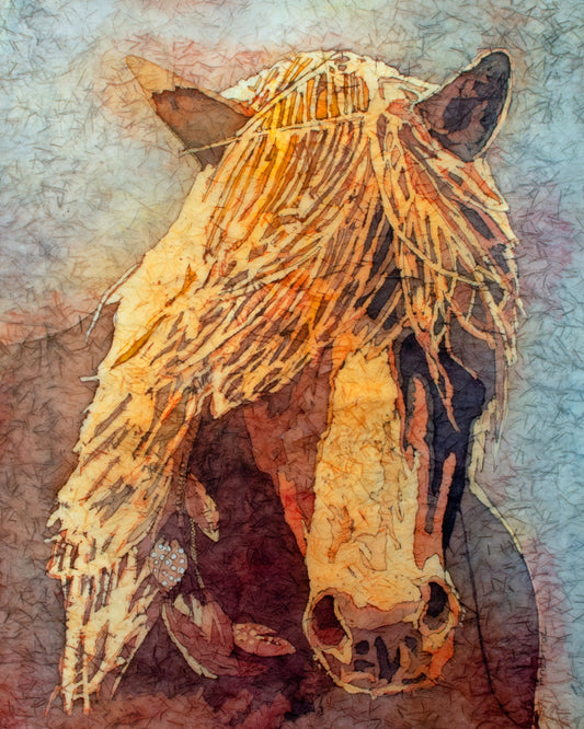 Indian Horse Watercolor Batik Painting