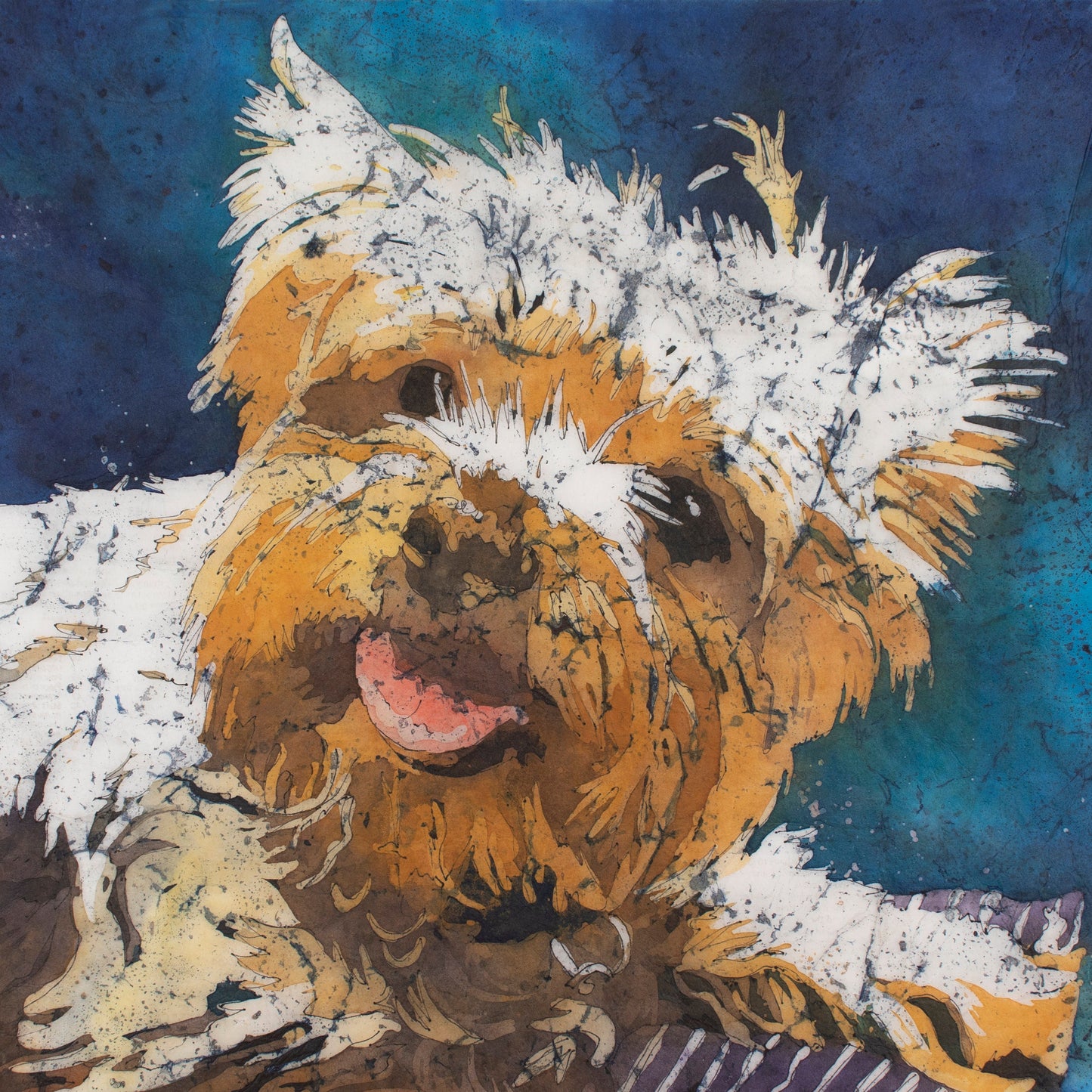 Yorkie Puppy Watercolor Batik Painting