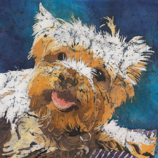 Yorkie Puppy Watercolor Batik Painting