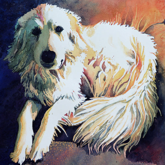 My Sweet Lily, Great Pyrenees, Watercolor Painting