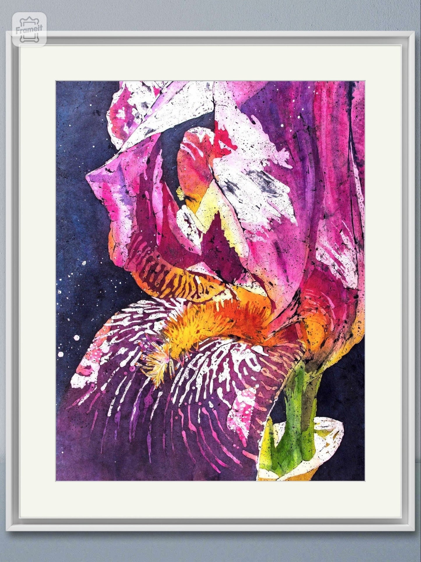 Purple Iris Watercolor Batik Painting